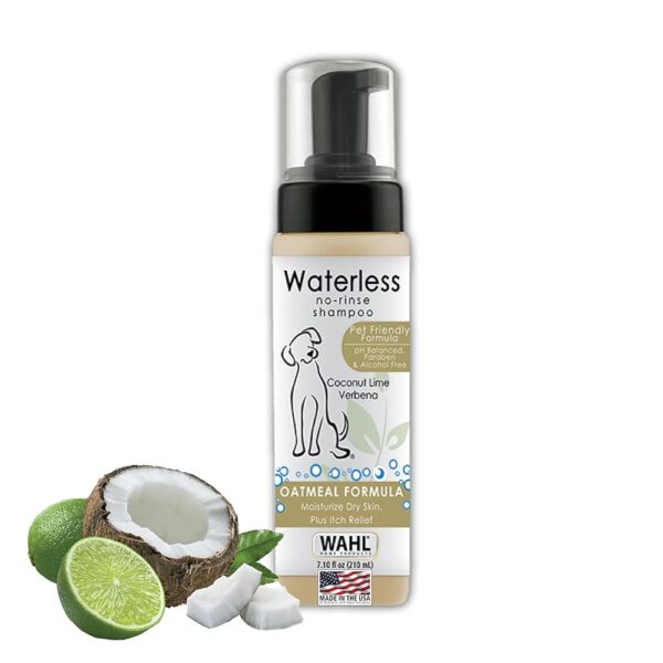 Wahl USA Pet Friendly Waterless No Rinse Shampoo for Animals – Oatmeal & Coconut Lime Verbena for Cleaning, Conditioning, Detangling & Moisturizing Dogs, & Cats – 7.1 Oz - Model...