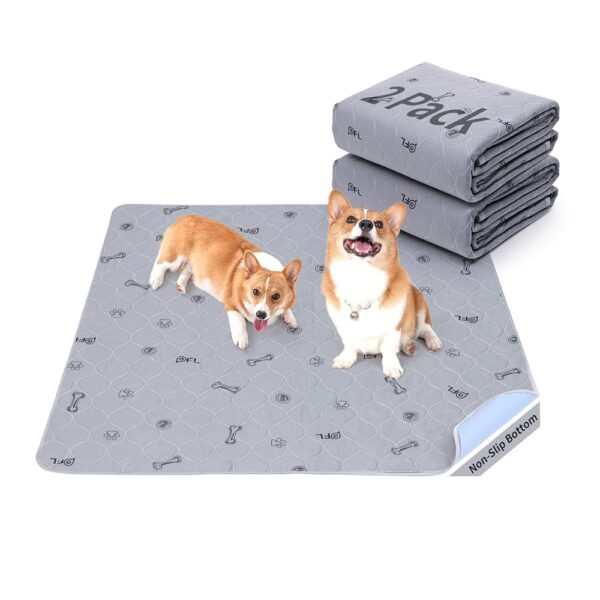 Washable Pee Pads for Dogs, 2Pack Puppy Pads Washable with Bone Print,Absorbent Reusable Whelping Pads Non-Slip Dog Mats for Floor Protector, Couch Cover, Crate, Potty Training...