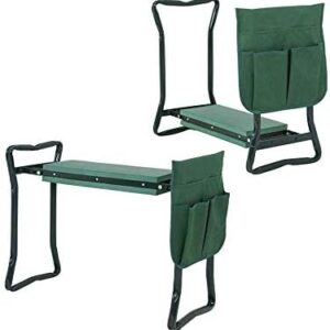 WFLNHB Garden Kneeler and Seat Stool Garden Bench Foldable Kneeler Stool Portable Garden Folding Stool with Tool Pouch and Soft Kneeling Pad