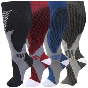 Wide Calf Compression Socks for Women Men,Large Plus Size Compression Socks Support for Nurse Pregnant