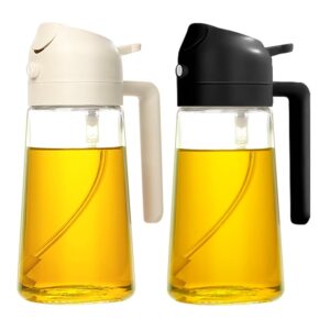 YARRAMATE 2Pcs Olive Oil Dispenser, 2 in 1 Oil Sprayer for Cooking, 16oz/470ml Glass Oil Spray Bottle, Food-grade Oil Dispenser and Oil Sprayer for Kitchen, Salad, Frying, BBQ...