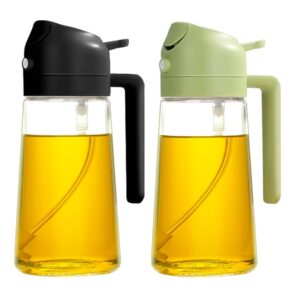 YARRAMATE Olive Oil Dispenser, 2 in 1 Oil Sprayer for Cooking, 16oz/470ml Glass Oil Spray Bottle with Pourer, Food-grade Oil Dispenser and Oil Sprayer for Kitchen, Salad,...