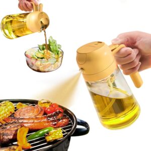 YARRAMATE Olive Oil Dispenser, 2 in 1 Oil Sprayer for Cooking, 16oz/470ml Glass Oil Spray Bottle with Pourer, Food-grade Oil Dispenser and Oil Sprayer for Kitchen, Salad,...