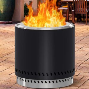YITAHOME Fire Pit Smokeless 15'' Firepits for Outside Patio, Portable Wood Burning Outdoor Fire Pit w/Removable Ash Pan & Carry Bag, Suitable for Patio and Camping, Black