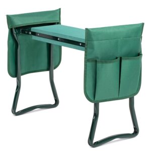 YSSOA 2024 New Garden Kneeler and Seat, with Sturdy Soft EVA Foam Pad, Hold Up to 330lb, Foldable Kneeling Bench, with 2 Tool Pouch for Gardening, Fishing, Camping, Green