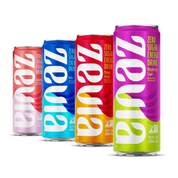 Zevia Zero Sugar Energy Drink, Classic Variety Pack, 12 oz Cans (12-Pack) – Naturally Sweetened, Zero Calorie Sugar Free Energy - Non-GMO Project Verified, Gluten-Free, Vegan