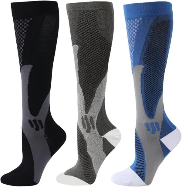 ZFiSt 3 Pair Sport Compression Socks Men Women, Compression Stocking Nurse Socks for Edema Travel
