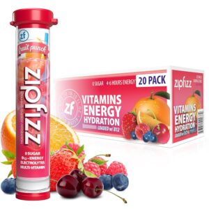 Zipfizz Healthy Energy Drink Mix, Hydration with B12 and Multi Vitamins, Fruit Punch, 20 Tubes (Pack of 1)